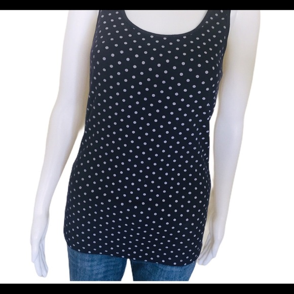 GAP Stretch Polka Dot Print Tank/Top Navy Blue Size Medium - Picture 6 of 12